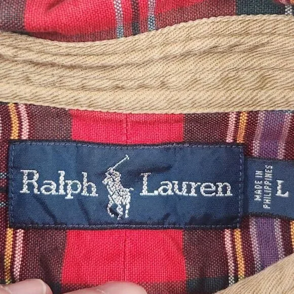 Ralph Lauren Shirt Mens‎ Large Plaid Preppy Career Button Pony Office Thick - Picture 4 of 9
